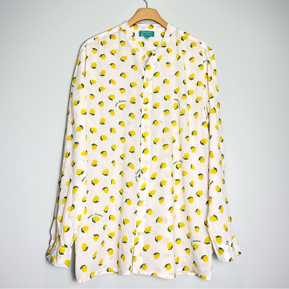 ANTICA SANTORIA Women's Tunic Blouse Long Sleeve Yellow Lemons Size Medium/Large - Picture 1 of 9